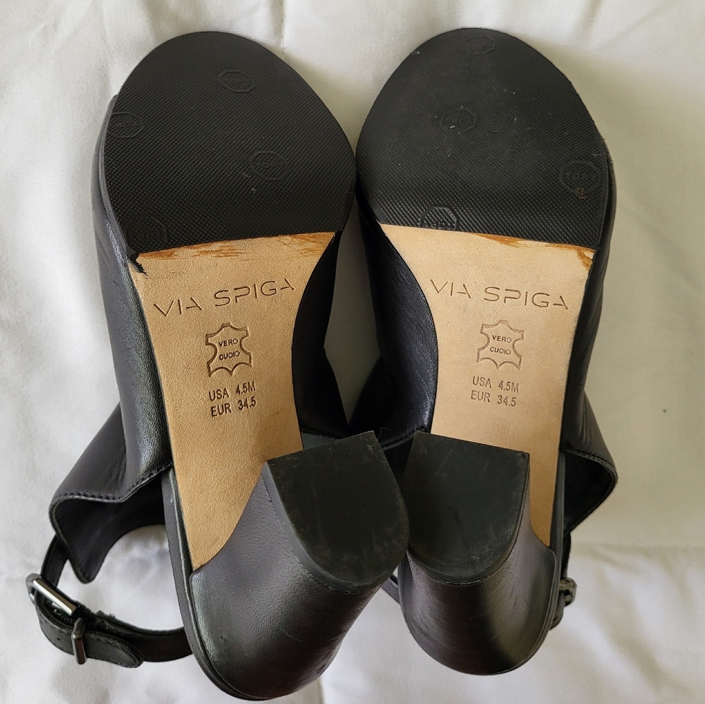Via Spiga Black Open Heeled Leather Fabrizie  Mules - Picture 3 of 7